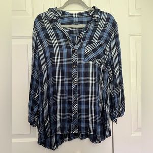 j.jill blue flannel, size L, worn 2-3 times